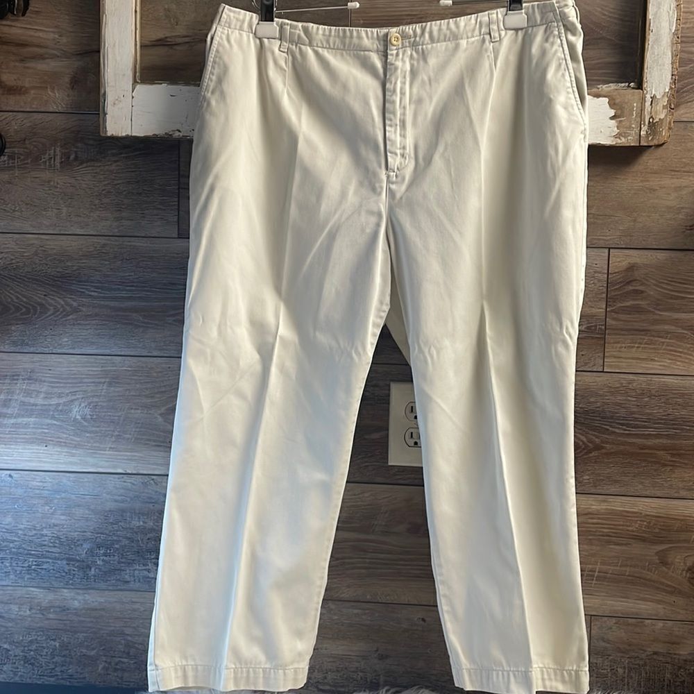 Lands’ End Zip Up Cotton Pants, Size 18W, White